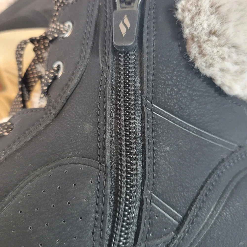 Skechers On-The-Go Joy Womens 9 Black Faux Fur Trim Winter Ankle Boots Ultra GO
